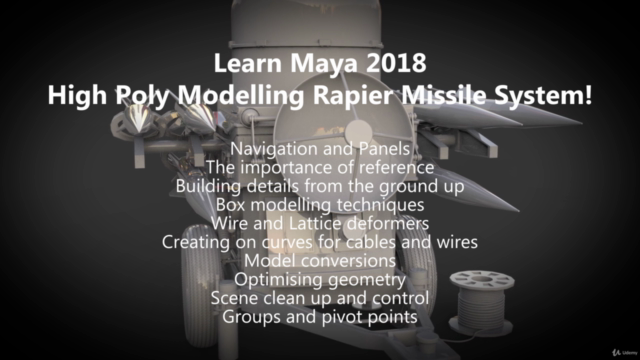 Learn Maya 2018 - High Poly Modelling Rapier Missile System! - Screenshot_03