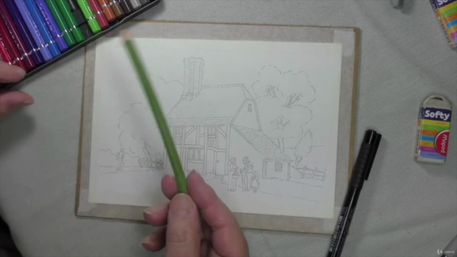 Draw a Cottage with Watercolor Pencils & Pen and Ink - Screenshot_01