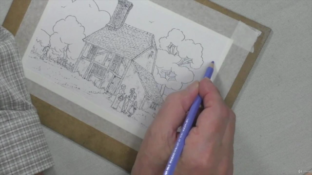 Draw a Cottage with Watercolor Pencils & Pen and Ink - Screenshot_03