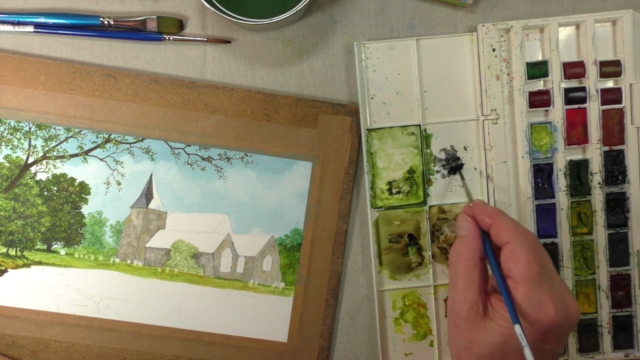 Learn to Paint a Church in the English Country in Watercolor - Screenshot_03