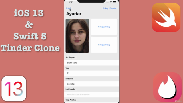 iOS 14 Instagram ve Tinder Uygulamasını Geliştirin - Screenshot_03