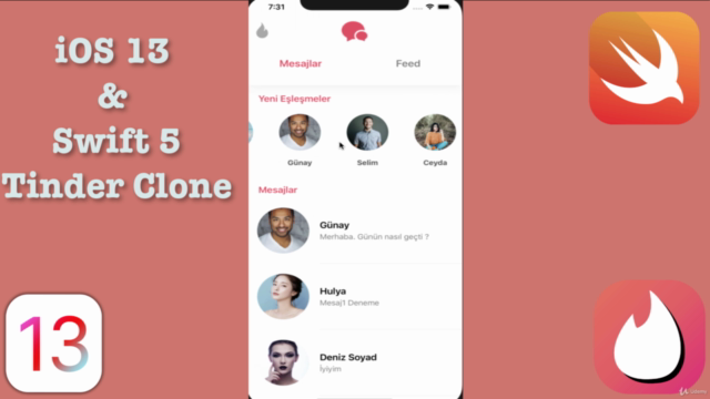 iOS 14 Instagram ve Tinder Uygulamasını Geliştirin - Screenshot_04
