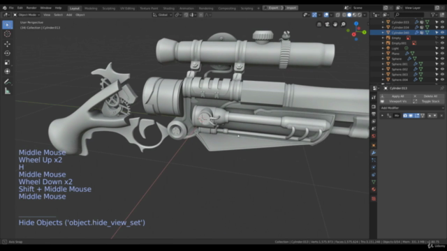 Real Time Game Asset Steam Punk Gun in Blender - Screenshot_01