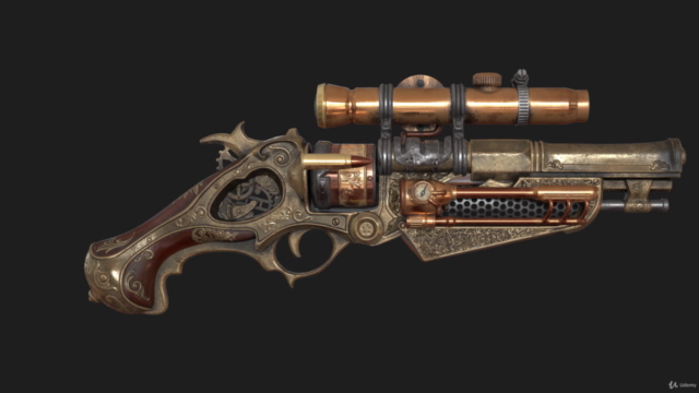 Real Time Game Asset Steam Punk Gun in Blender - Screenshot_04