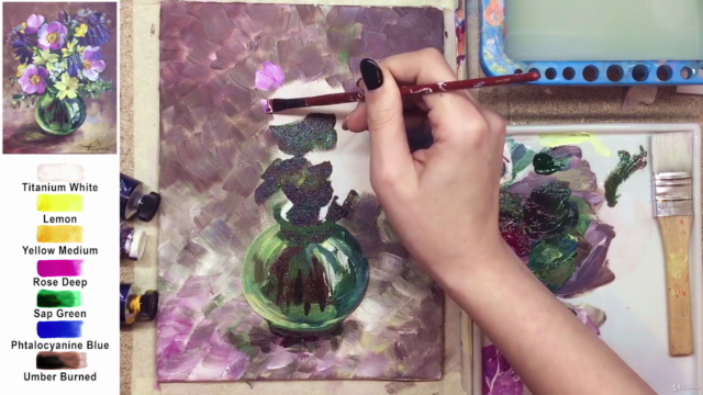 Acrylic lesson - Wild roses in glass vase - Flower bouquet - Screenshot_02