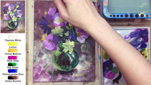 Acrylic lesson - Wild roses in glass vase - Flower bouquet - Screenshot_03