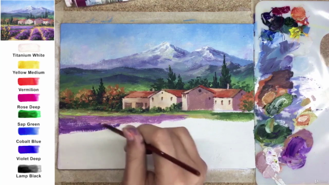 Acrylic lesson - Lavender fields in Provence - Landscape - Screenshot_04