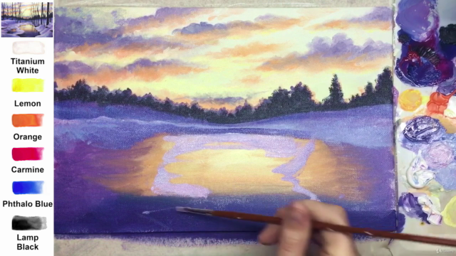 Acrylic lesson - Winter evening - Landscape - Screenshot_02