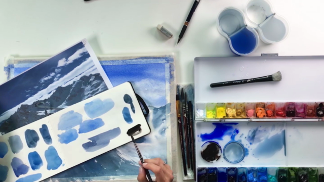 Paint snowy mountains with watercolour: easy, full guidance - Screenshot_02