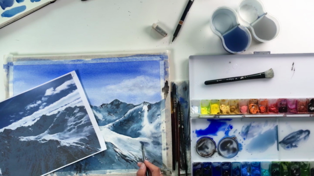 Paint snowy mountains with watercolour: easy, full guidance - Screenshot_03