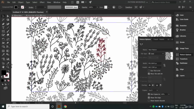 Botanical Pattern Design: Floral patterns in Illustrator - Screenshot_03