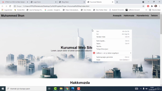 HTML ve CSS ile Kurumsal Site + Blog Sitesi Geliştirme - Screenshot_01