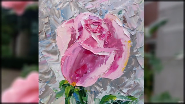 Two roses. Palette knife. Oil painting for beginners - Screenshot_04