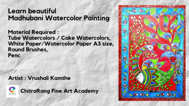 MADHUBANI WATERCOLOR PAINTING | ChitraRang Fine Art Academy - Screenshot_02