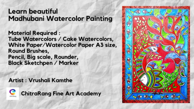 MADHUBANI WATERCOLOR PAINTING | ChitraRang Fine Art Academy - Screenshot_03