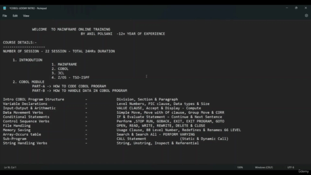 Mainframe COBOL  Developer Training By Anil Polsani - Screenshot_01