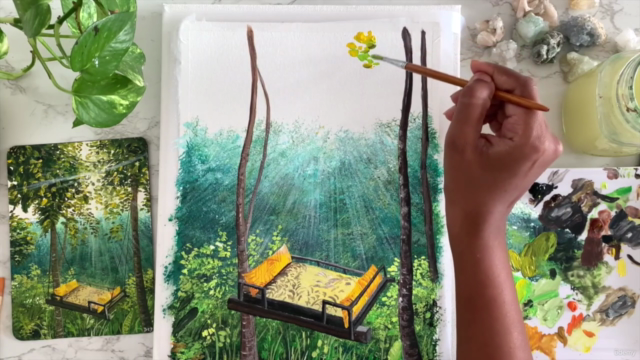 Acrylic Landscape Painting - Swing Bed In Nature - Screenshot_04