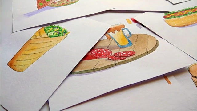 Pen & Watercolor Illustrations : Foods Around the World - Screenshot_01