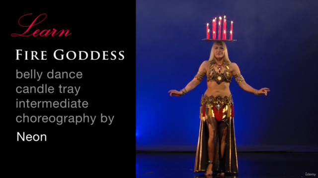 "Fire Goddess" belly dance candle tray balancing with Neon - Screenshot_01