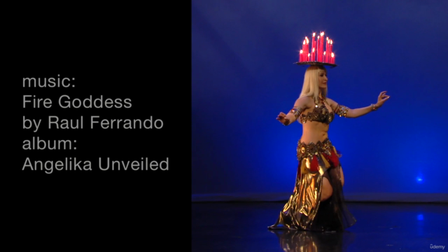 "Fire Goddess" belly dance candle tray balancing with Neon - Screenshot_02