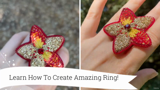 Handmade Jewelry: How to Make Seed Bead Ring With Embroidery - Screenshot_03