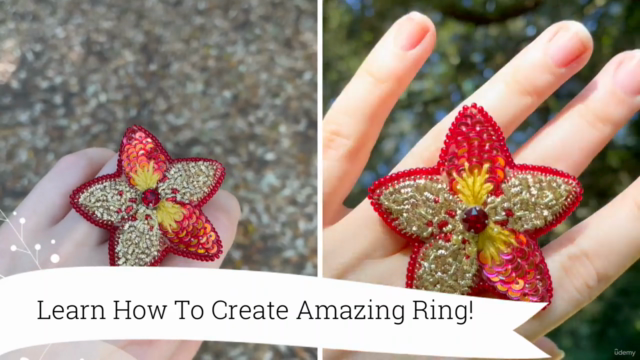 Handmade Jewelry: How to Make Seed Bead Ring With Embroidery - Screenshot_04