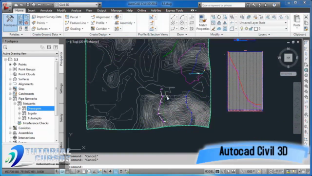 Curso Autocad Civil 3D 2013 Canais e Redes de Tubulação - Screenshot_02