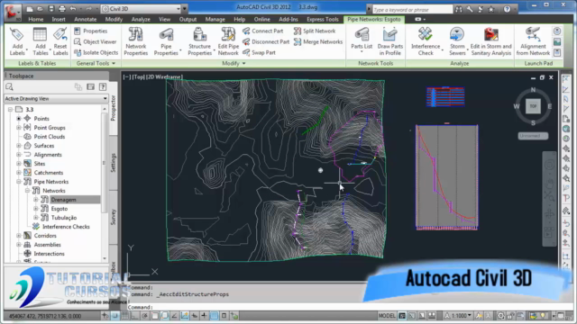 Curso Autocad Civil 3D 2013 Canais e Redes de Tubulação - Screenshot_04