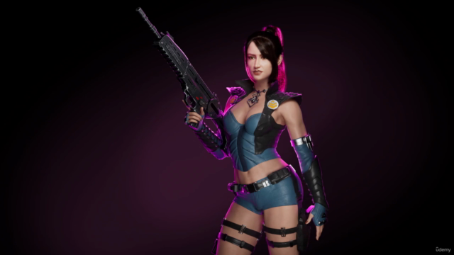 Female Assassin Game Character Creation in Blender - Screenshot_04