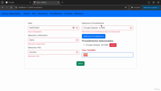 Sistema para Clínica Veterinária com React e Nodejs - Screenshot_04