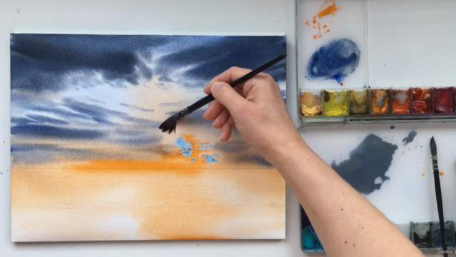The sunset above the sea: painting with watercolor - Screenshot_03